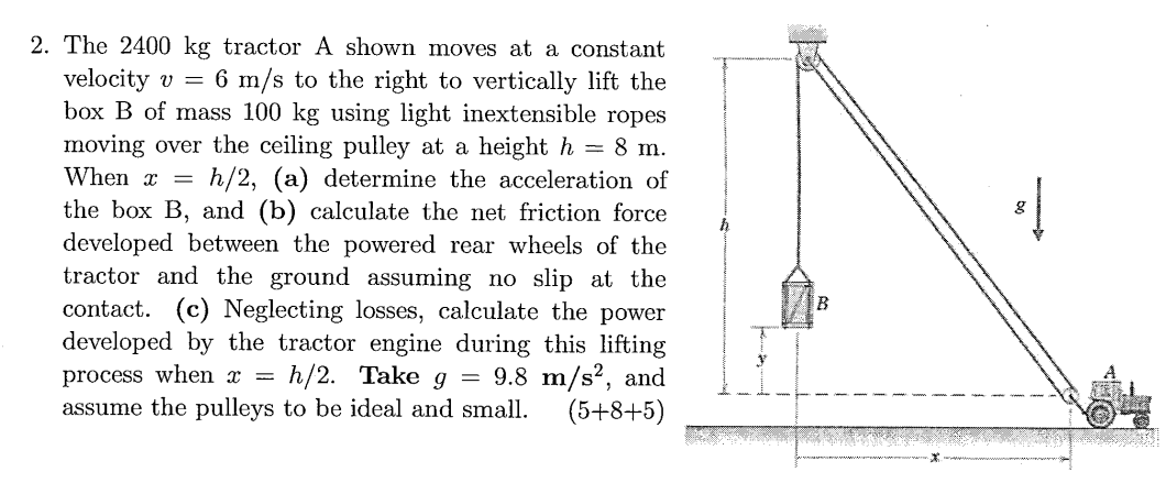 The 2 4 0 0 kg tractor A shown moves at a