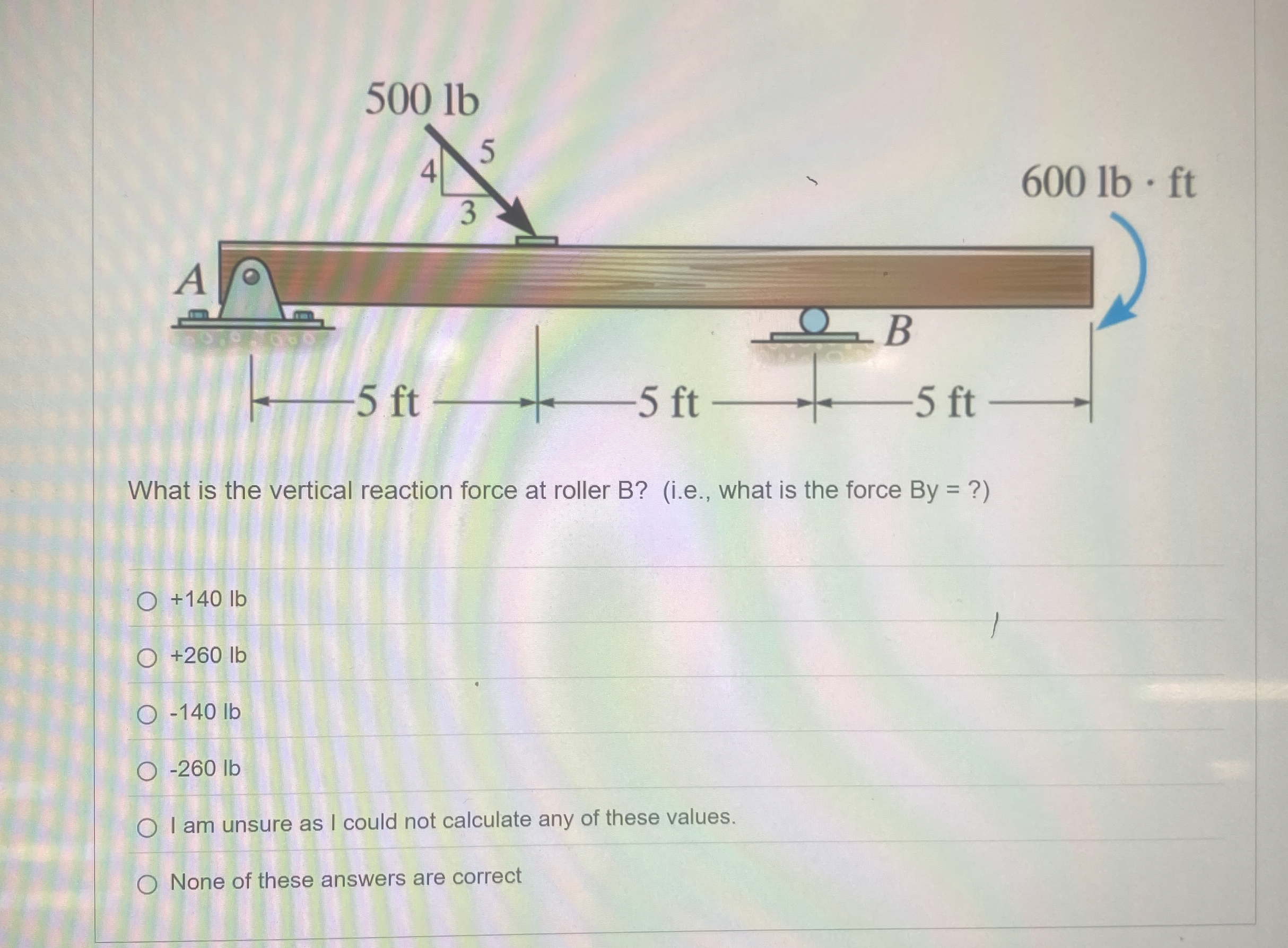 What is the vertical reaction force at roller B ?