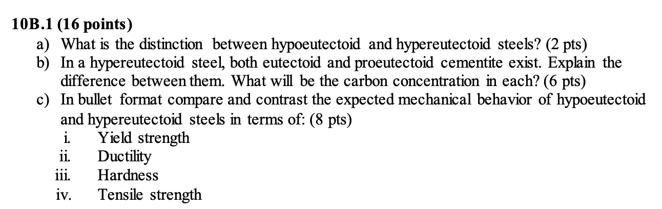 1 0 B . 1 ( 1 6 points ) a ) What is the