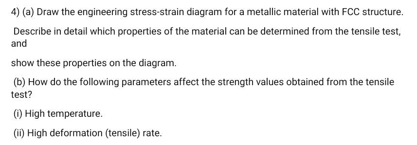 ( a ) Draw the engineering stress - strain