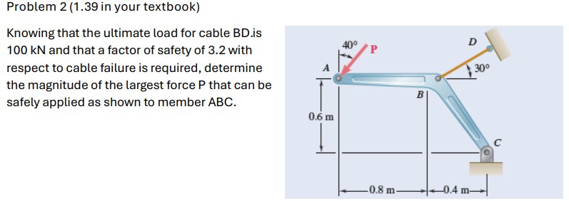 Problem 2 ( 1 . 3 9 in your textbook ) Knowing