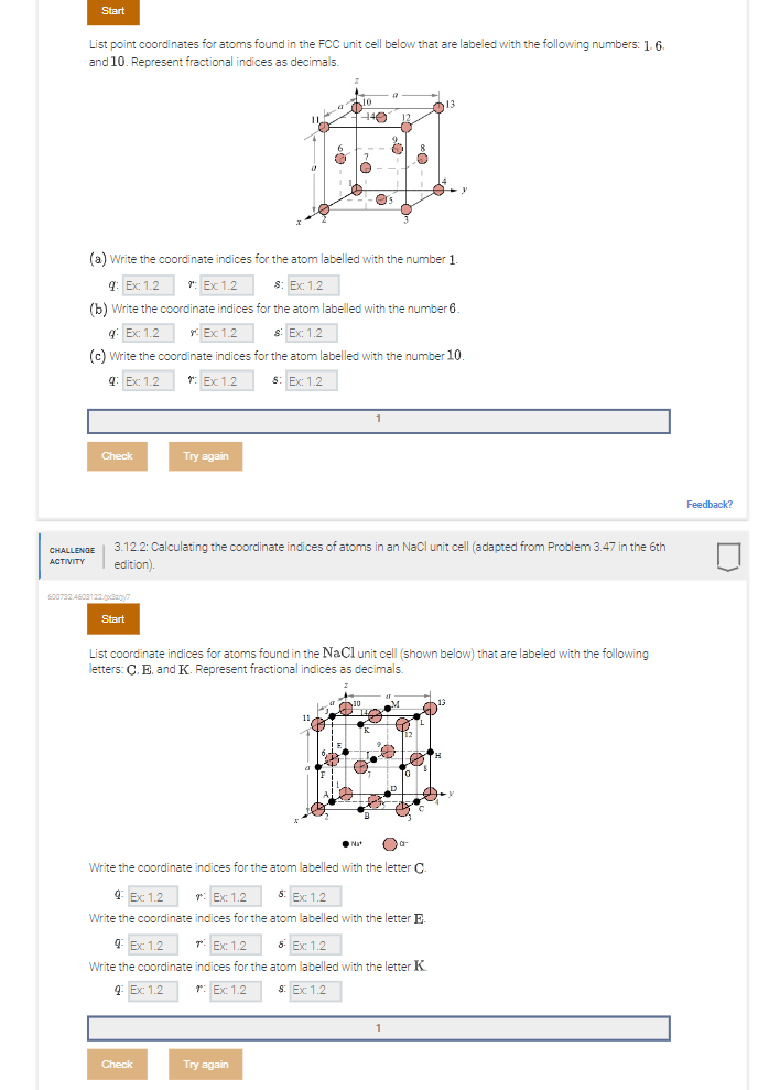 List point coordinates for atoms found in the FCC