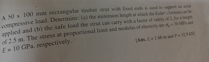 A 5 0 1 0 0 m m rectangular timber strut with
