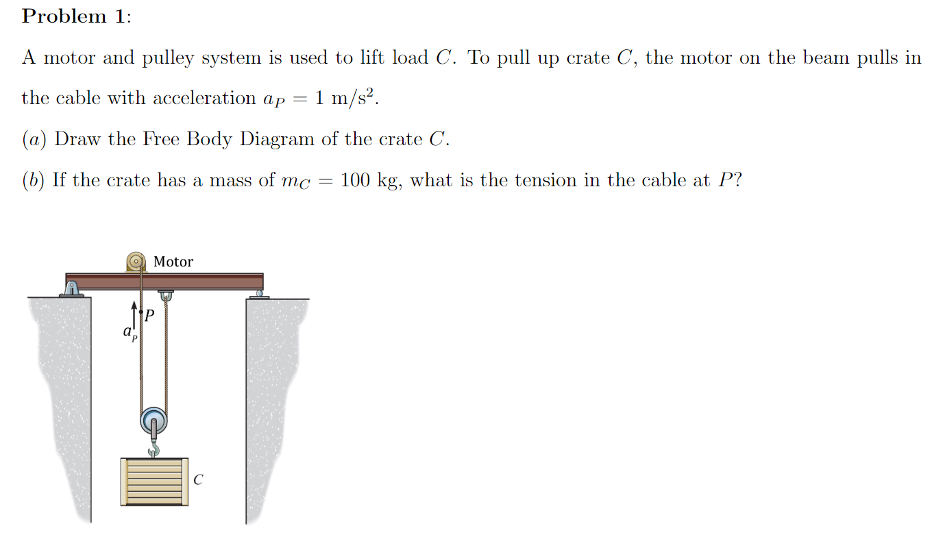 Problem 1 : A motor and pulley system is used to