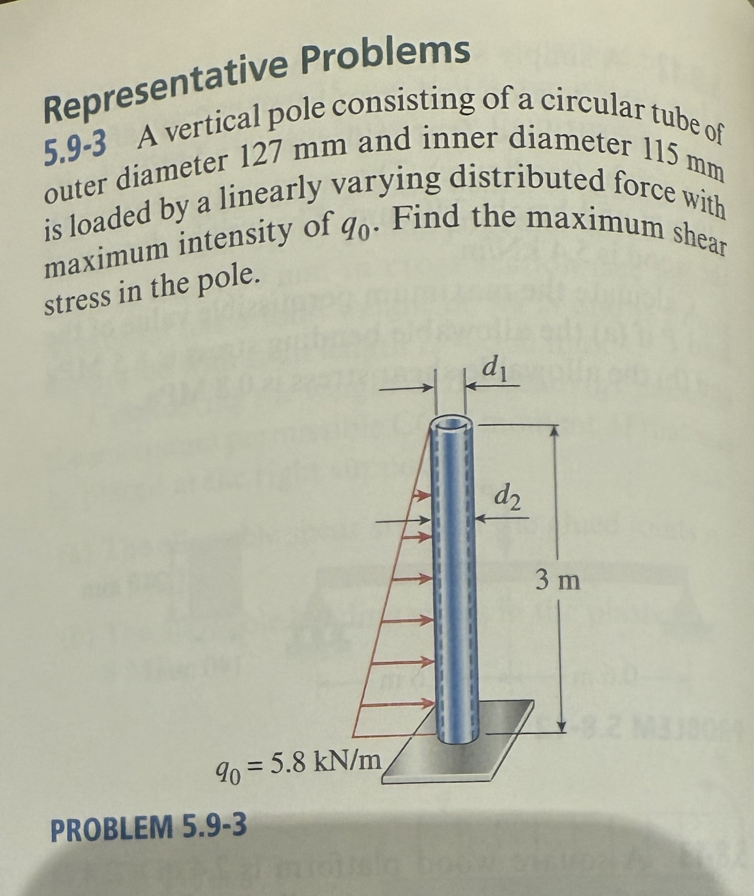 Representative Problems 5 . 9 - 3 A vertical pole