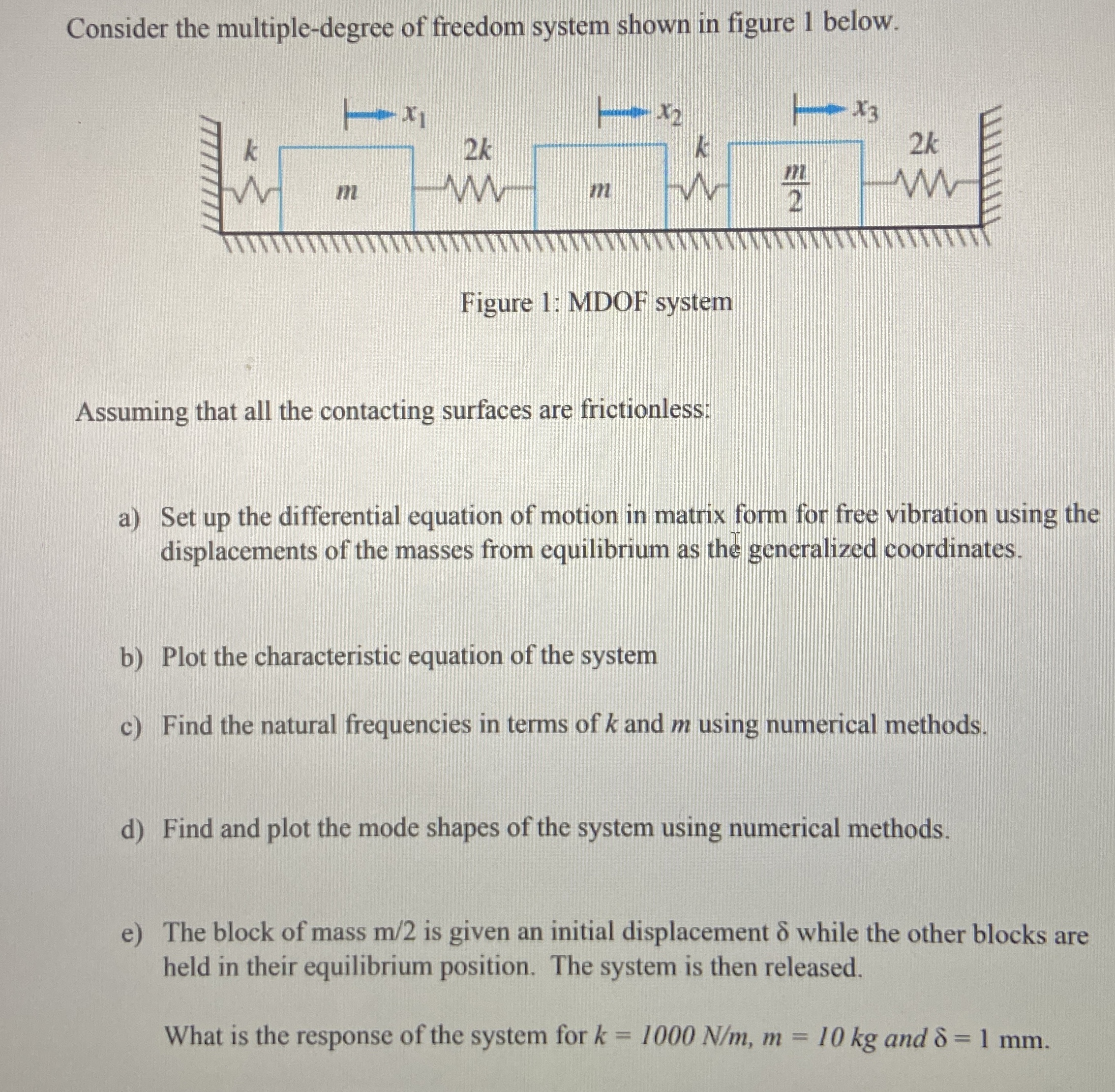 Consider the multiple - degree of freedom system