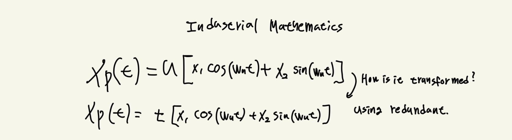 Indaserial Mathematics ( : p ( t ) = u [ x 1 c o