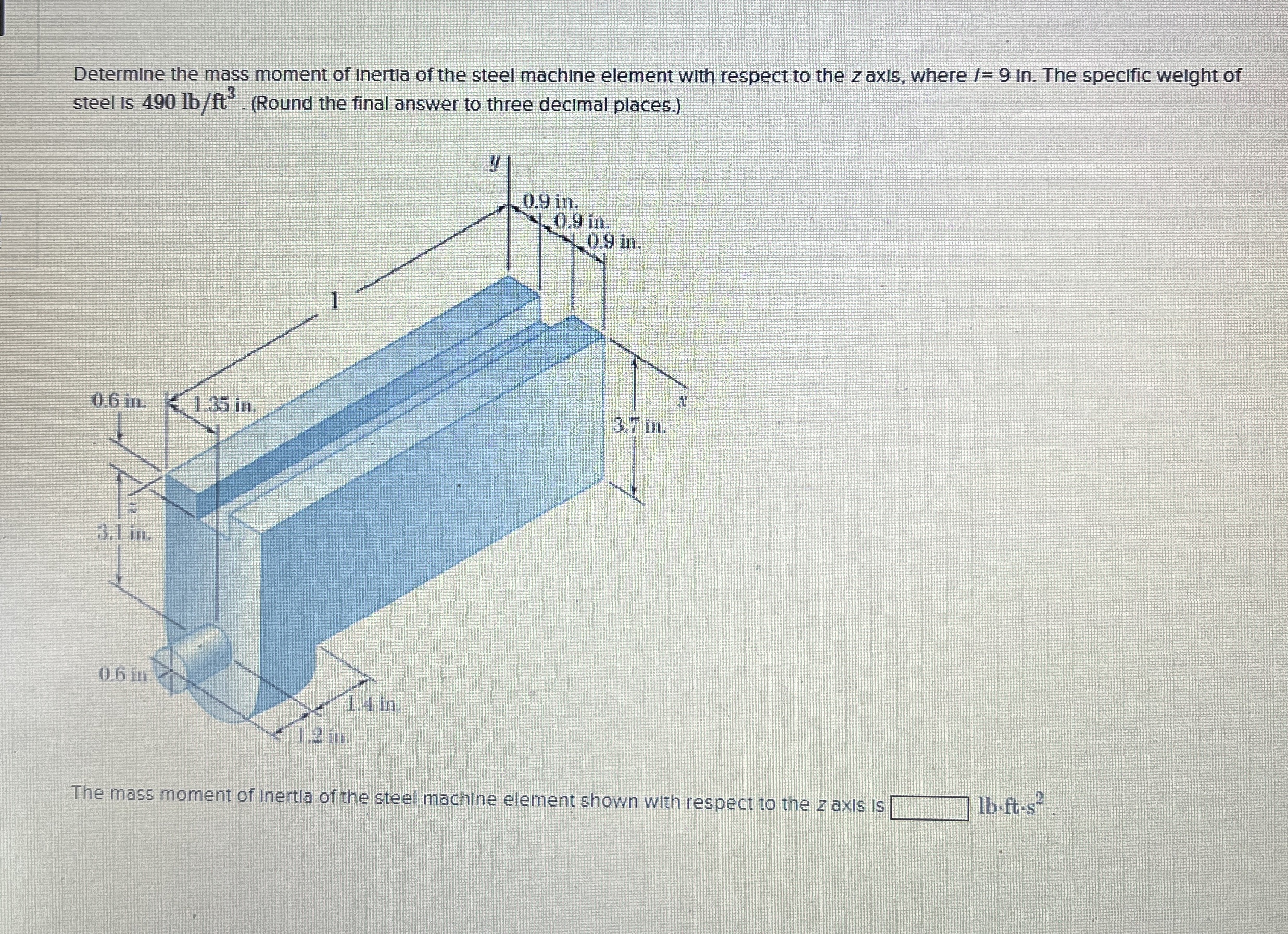 Determine the mass moment of inerta of the steel