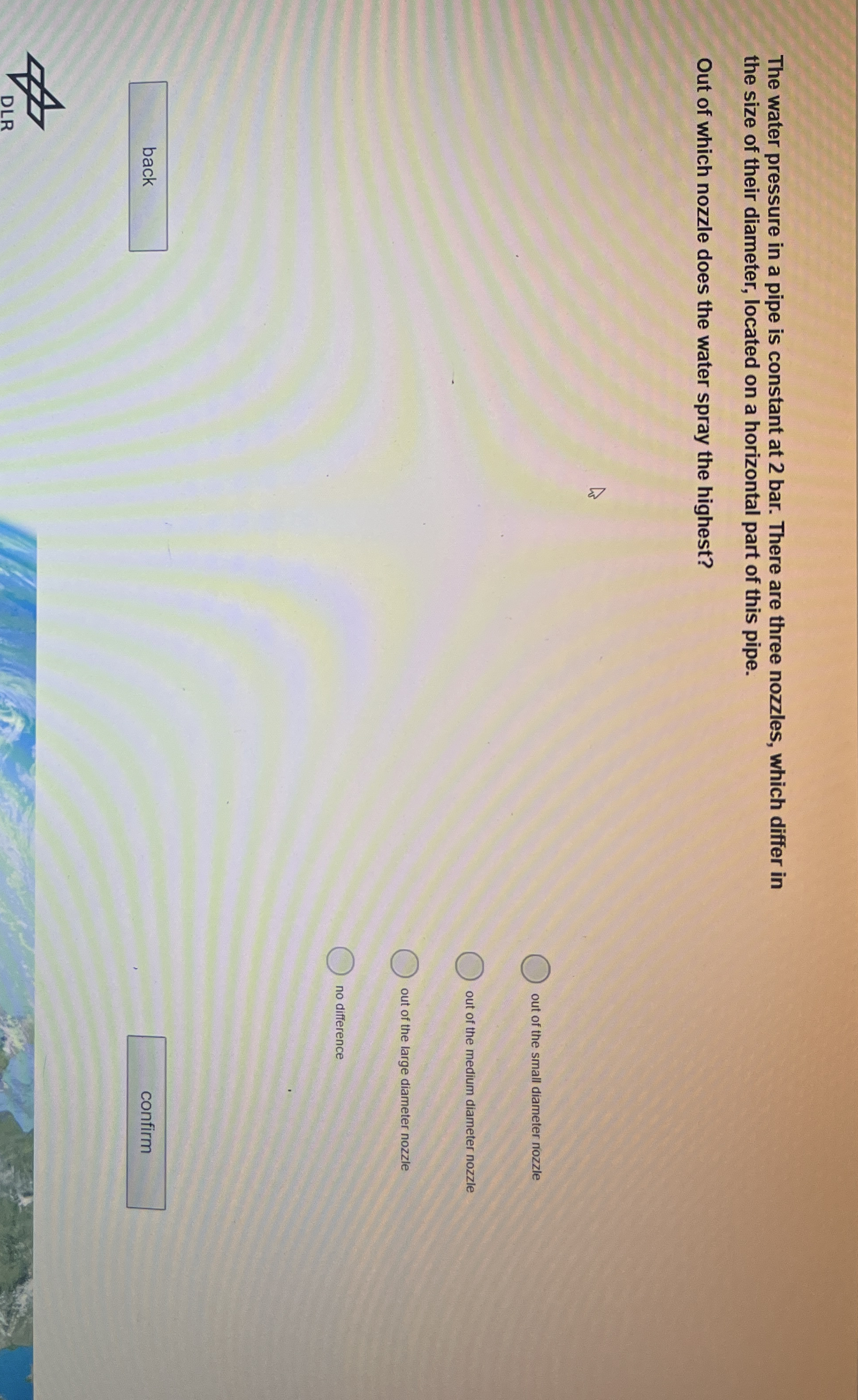 The water pressure in a pipe is constant at 2