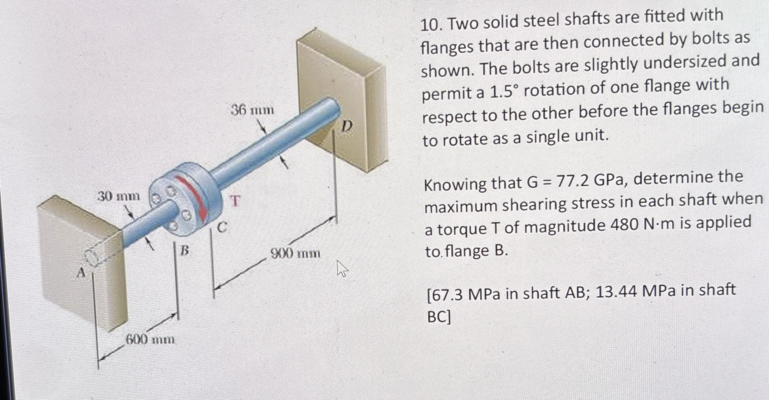 Two solid steel shafts are fitted with flanges