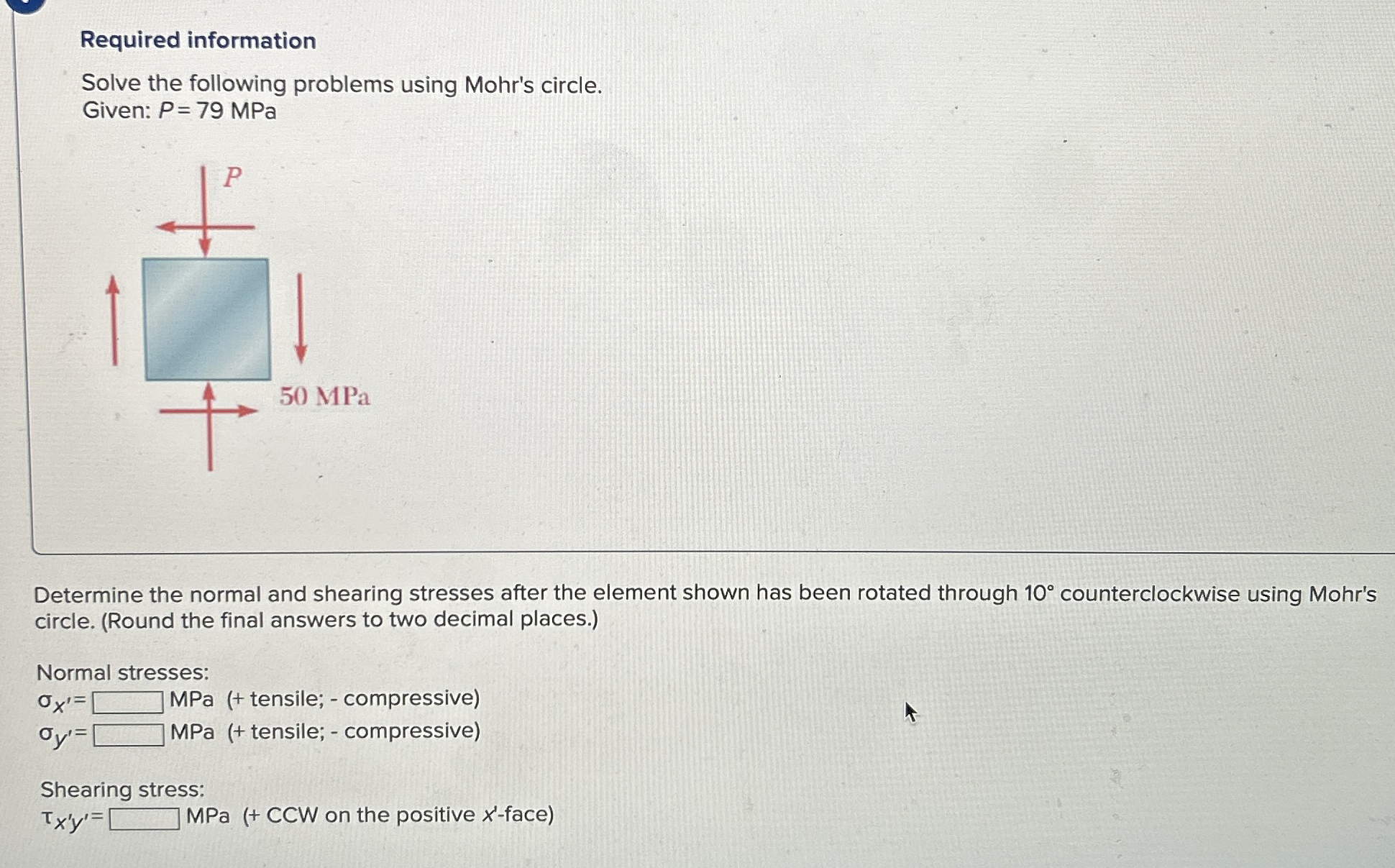 Required information Solve the following problems