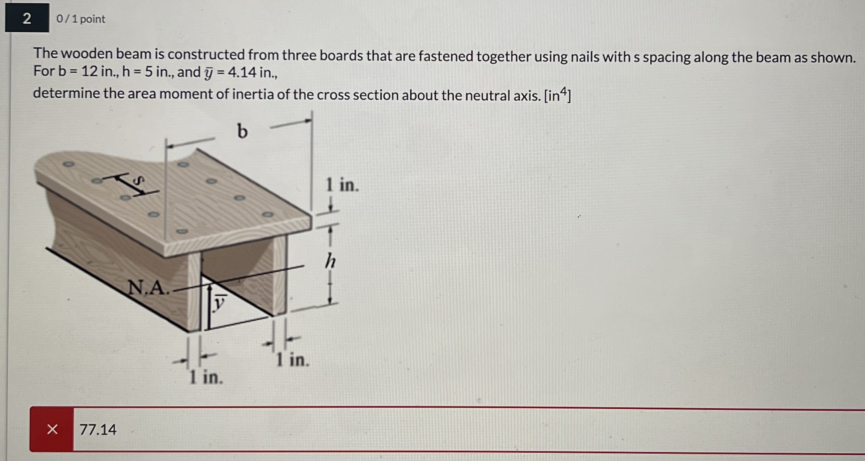 Steps for 2 0 / 1 point The wooden beam is