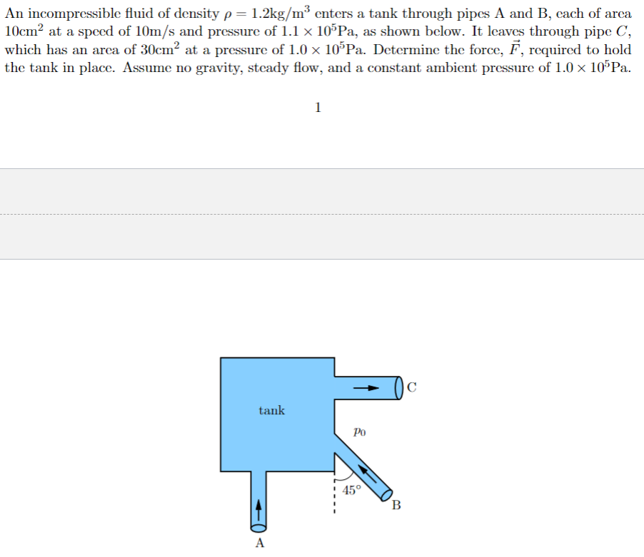 An incompressible fluid of density = 1 . 2 k g m