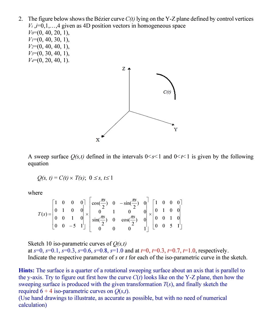 The figure below shows the B zier curve C ( t )