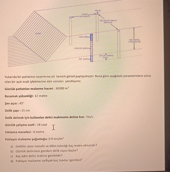 Yukar da bir patlatma tasar m na ait temsili g