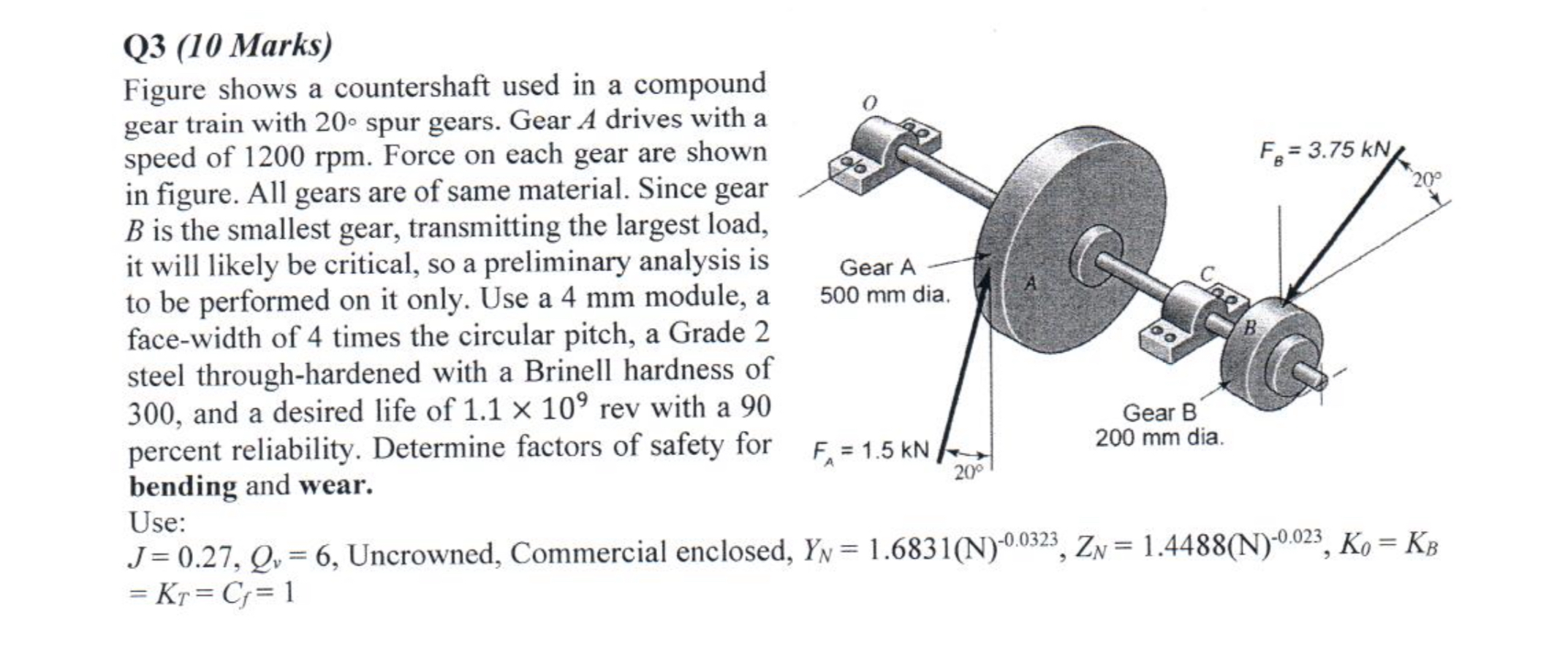 Q 3 ( 1 0 Marks ) Figure shows a countershaft