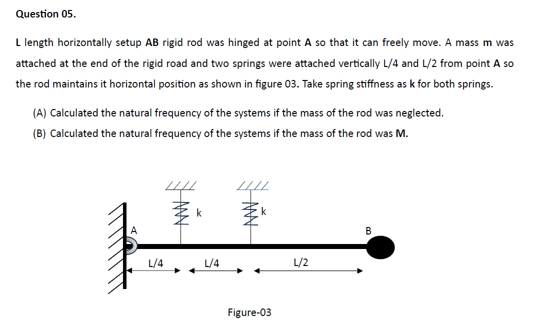 Question 0 5 . L length horizontally setup A B