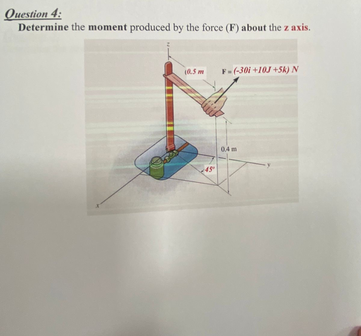 Question 4 : Determine the moment produced by the
