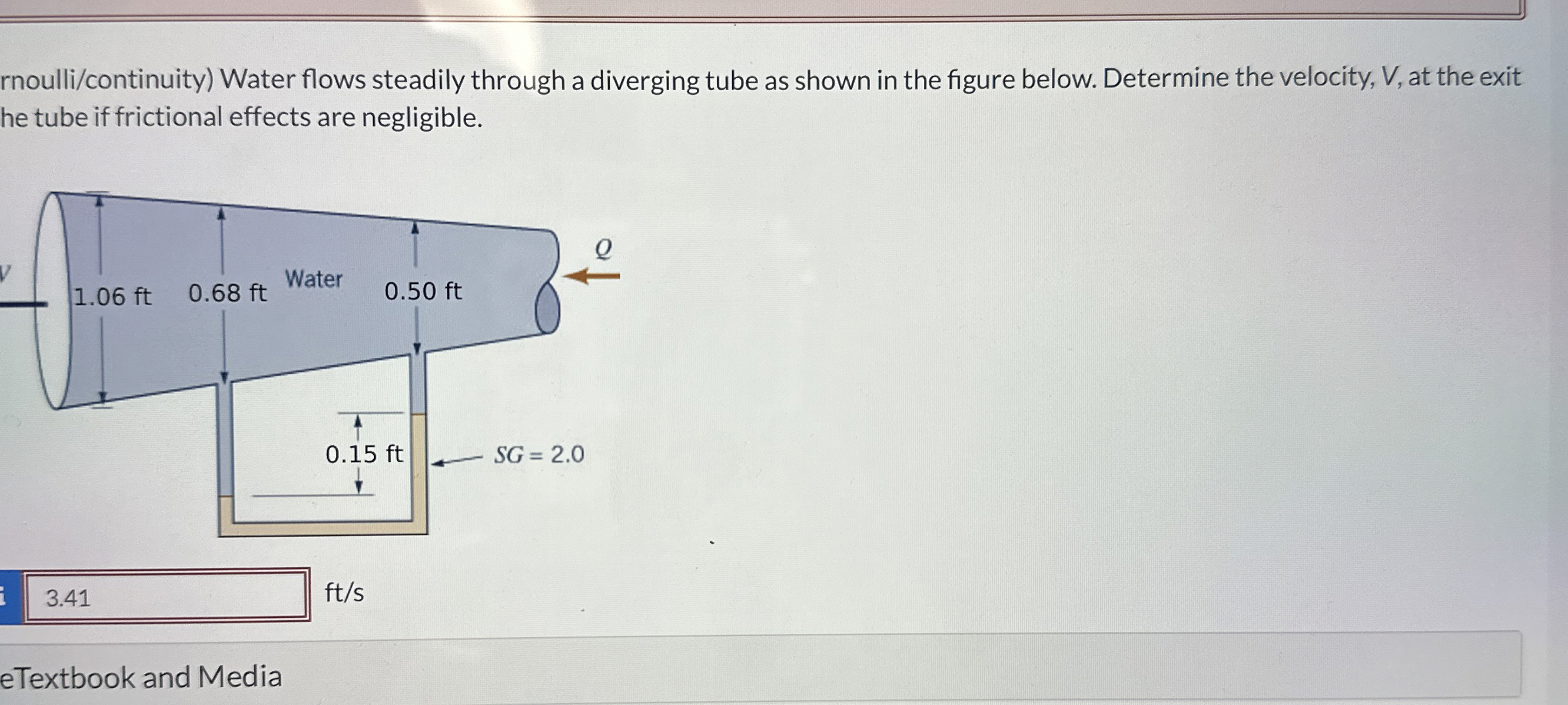 rnoulli / continuity ) Water flows steadily