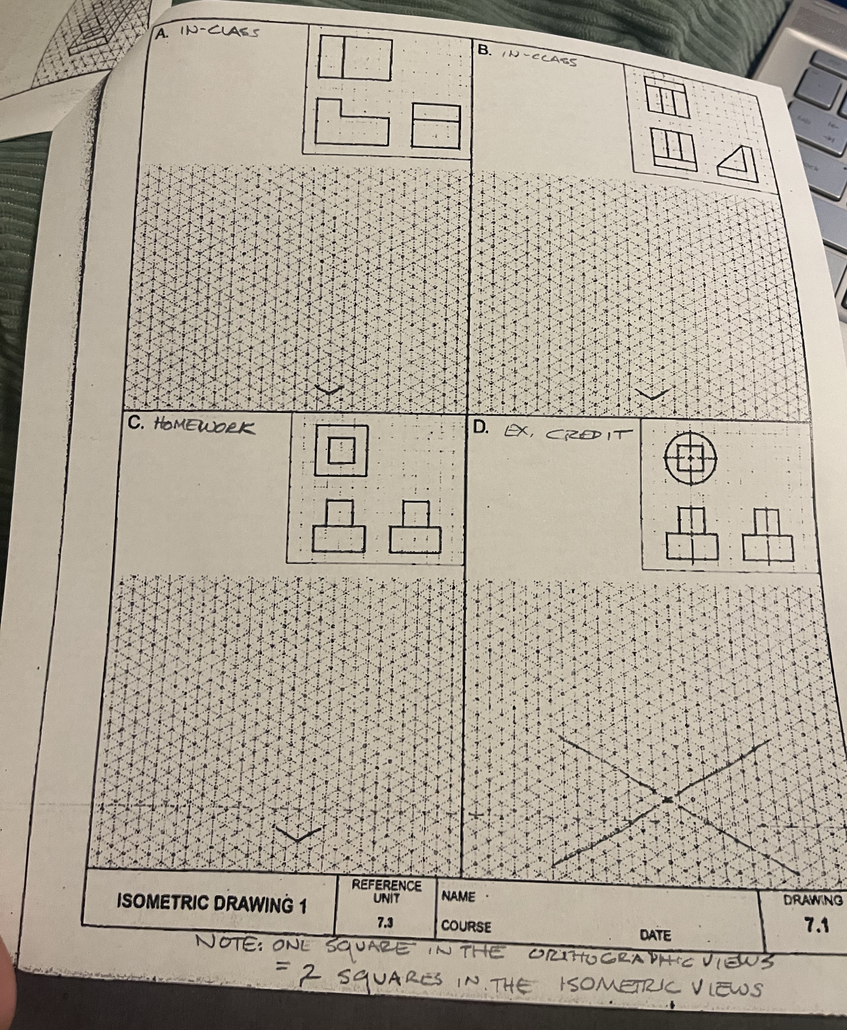 Isometric Drawing! Count the squares or line