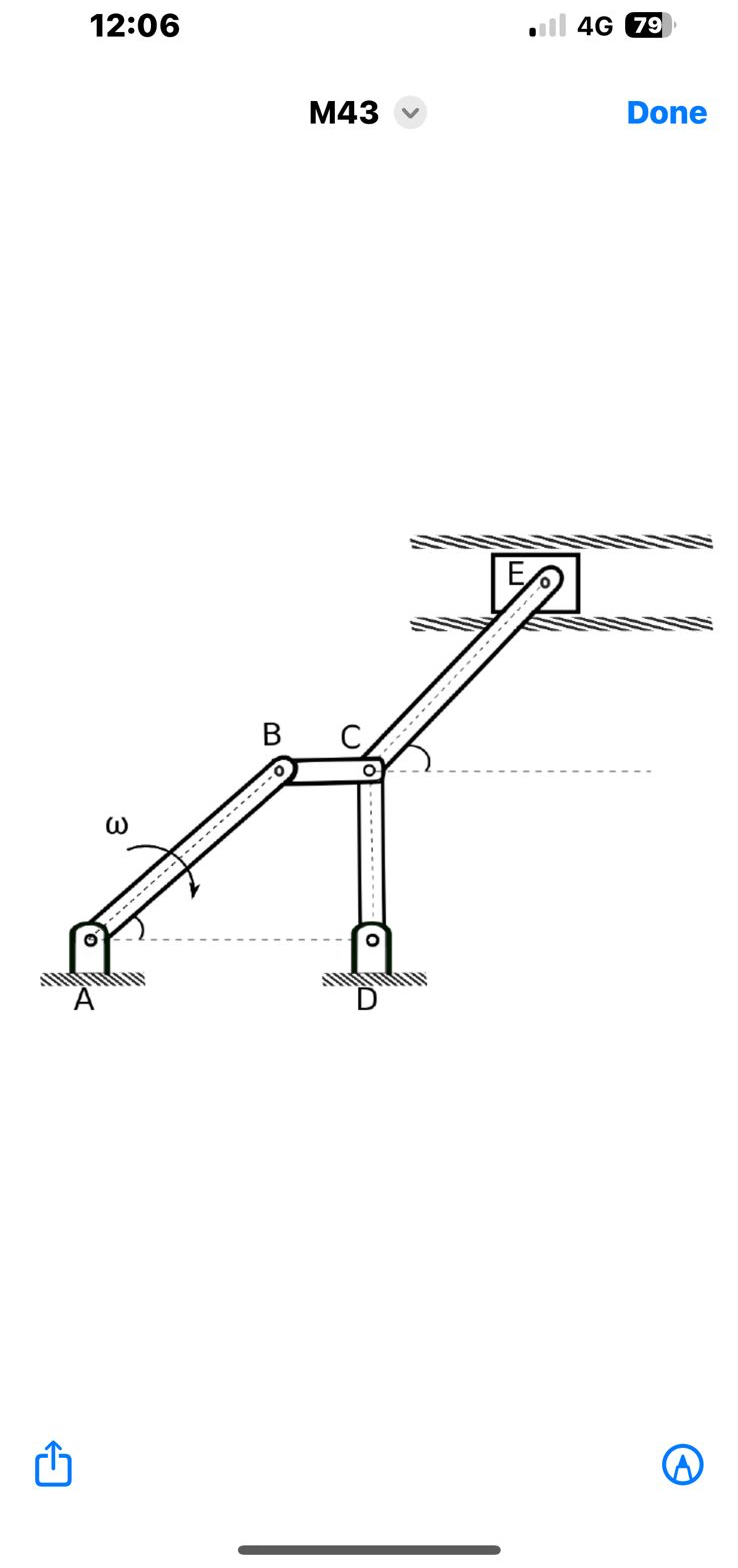 Link AB = 4 3 rBC = 1 2 6 rCD = 7 1 rCE = 1 0 2