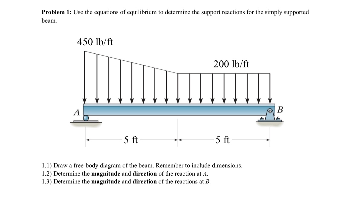 Problem 1 : Use the equations of equilibrium to