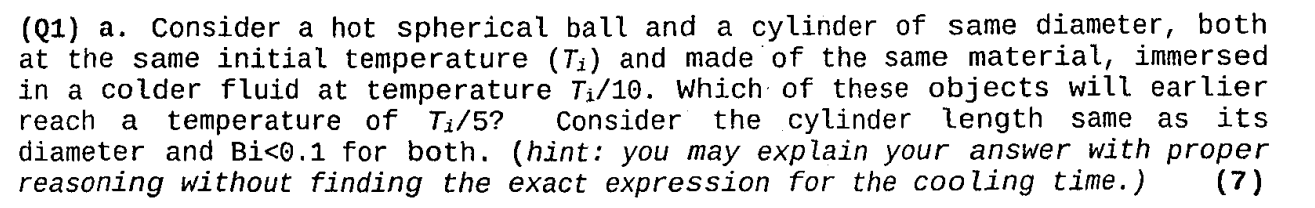 ( Q 1 ) a . Consider a hot spherical ball and a