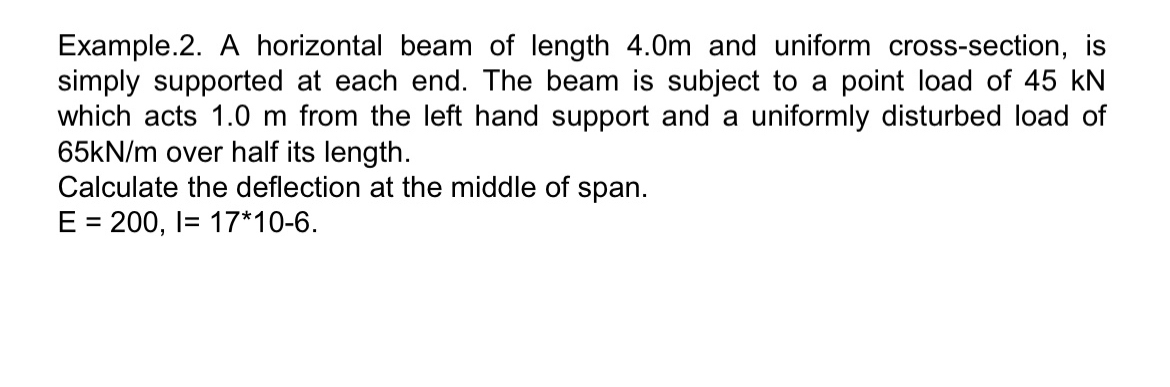 Example . 2 . A horizontal beam of length 4 . 0 m