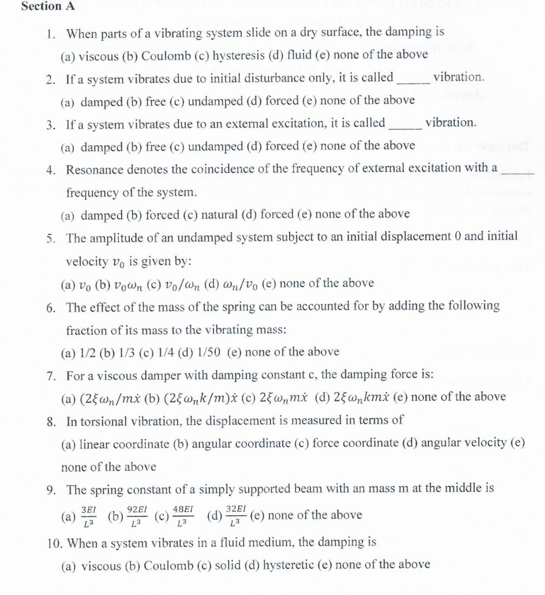 Section A When parts of a vibrating system slide