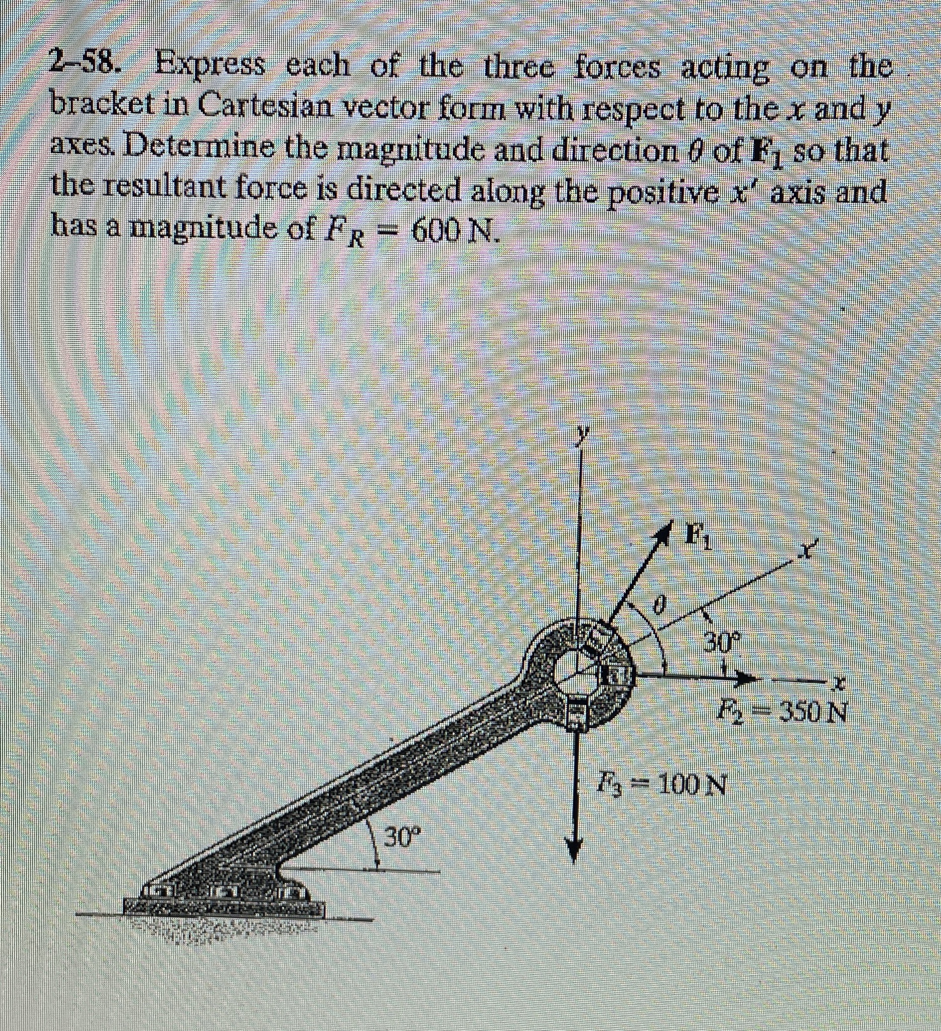 2 - 5 8 . Express each of the three forces acting