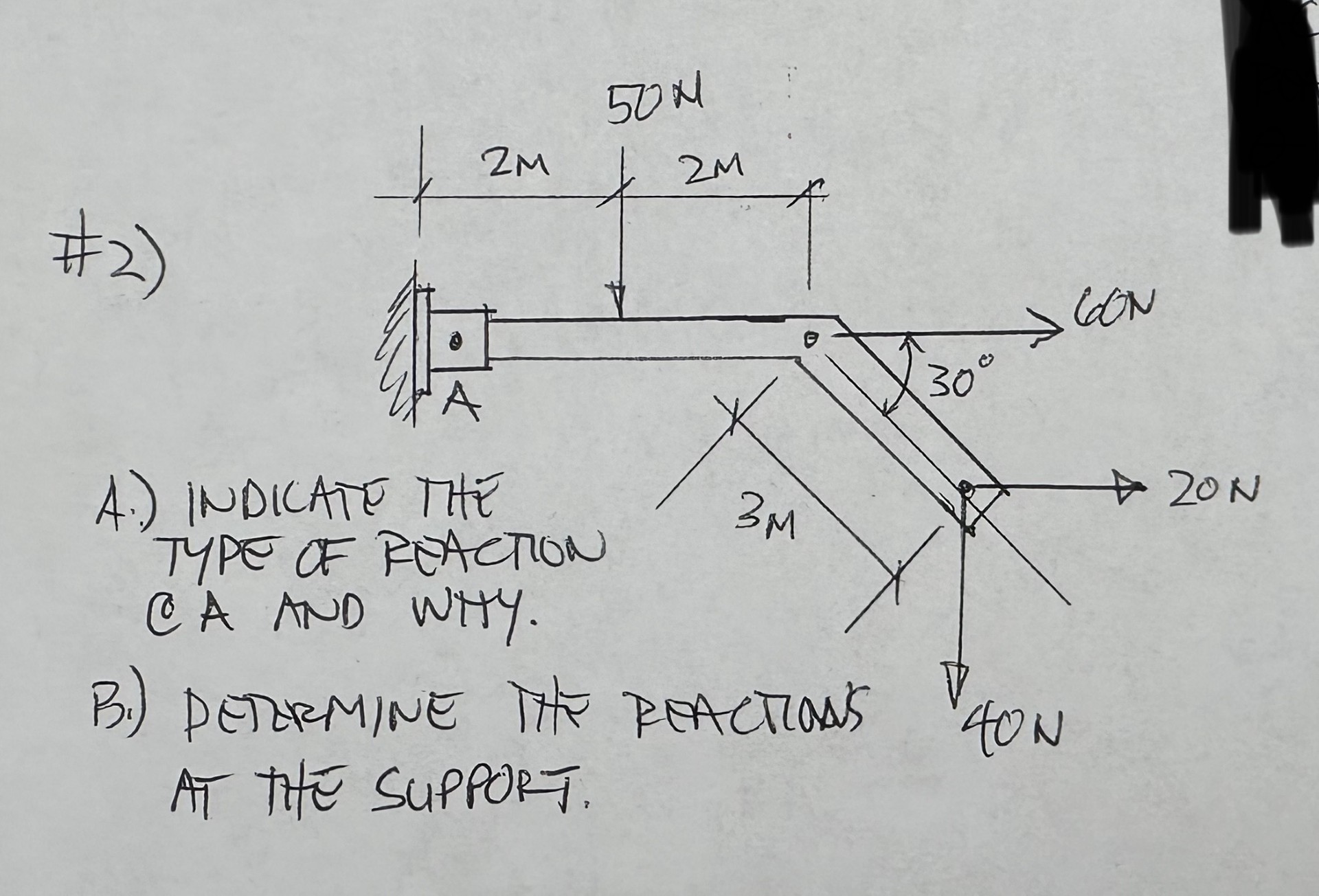 A . Indicate the type of reaction at A and why B
