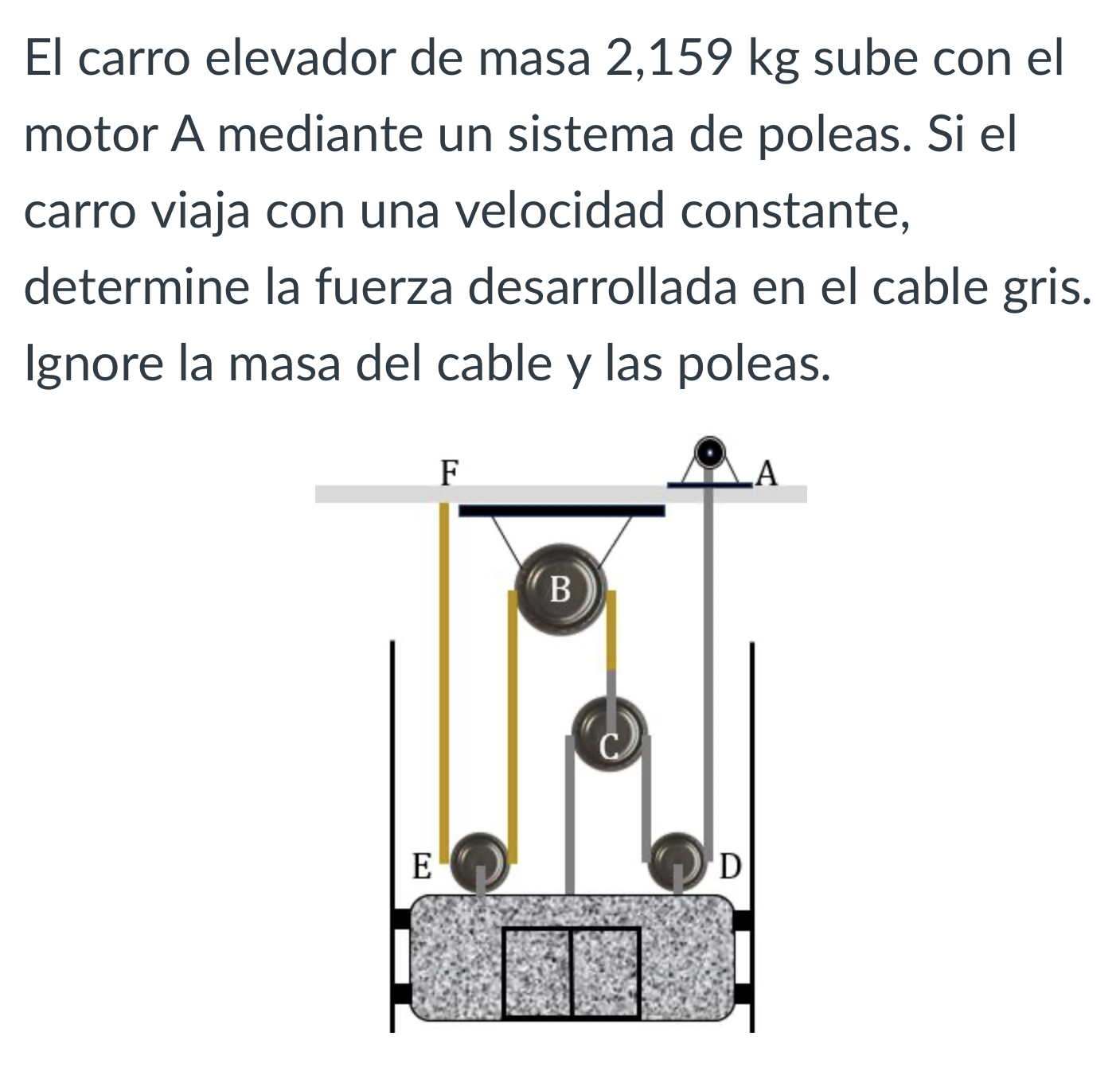 The forklift of mass 2 , 1 5 9 kg is lifted by