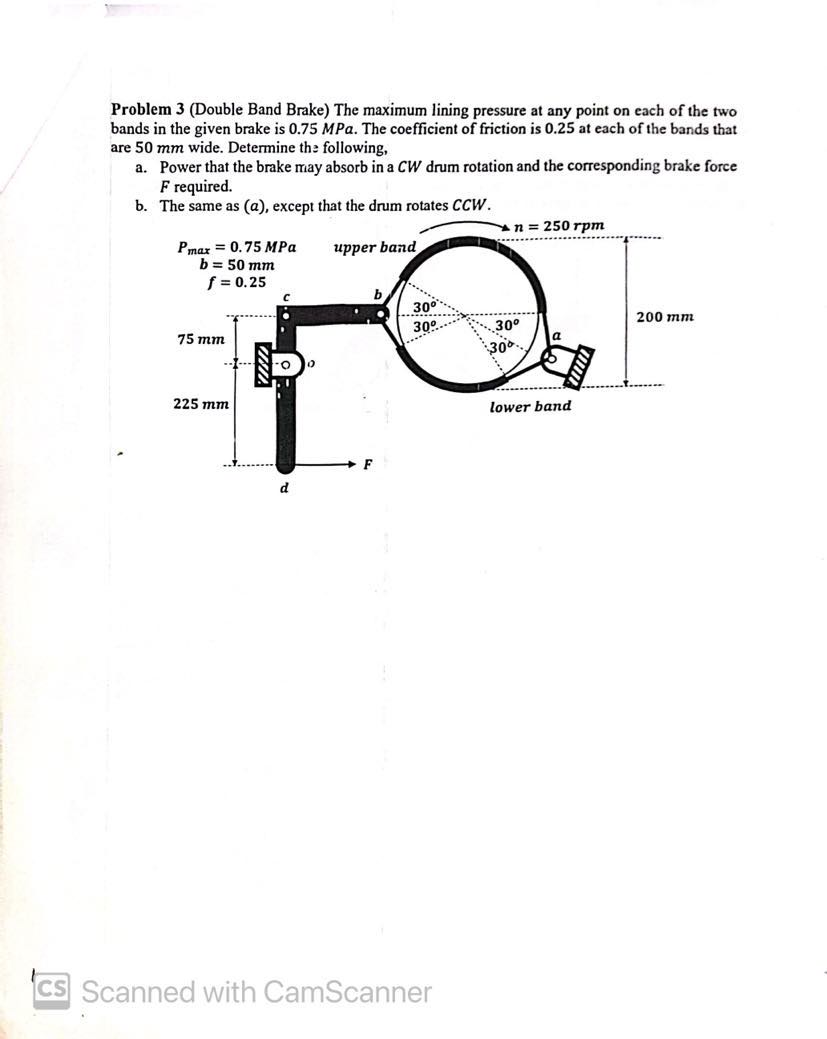 Problem 3 ( Double Band Brake ) The maximum