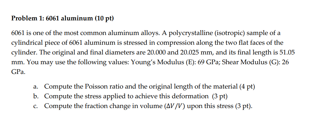 Problem 1 : 6 0 6 1 aluminum 6 0 6 1 is one of