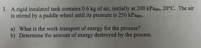 A rigid insulated tank contains 0 . 6 kg of air,