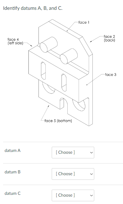 Identify datums \ ( \ mathrm { A } , \ mathrm { B