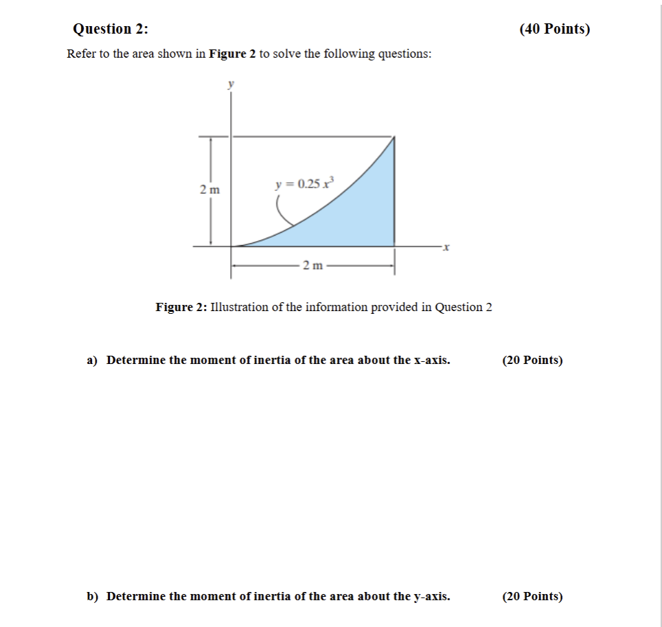Question 2 : Refer to the area shown in Figure \