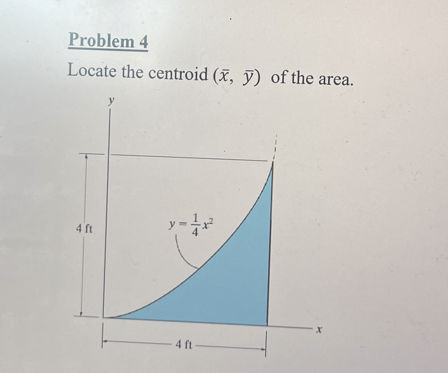 Problem 4 Locate the centroid ( x , b a r ( y ) )