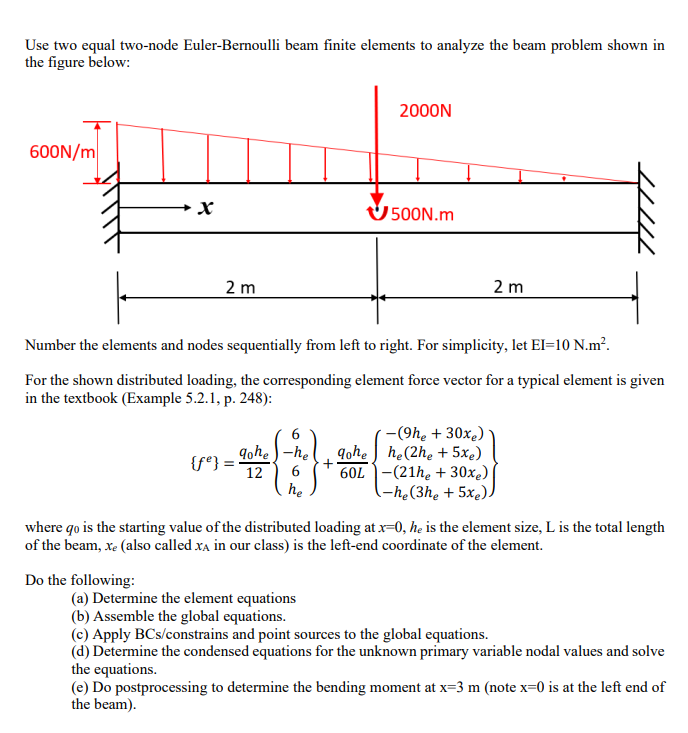 Use two equal two - node Euler - Bernoulli beam