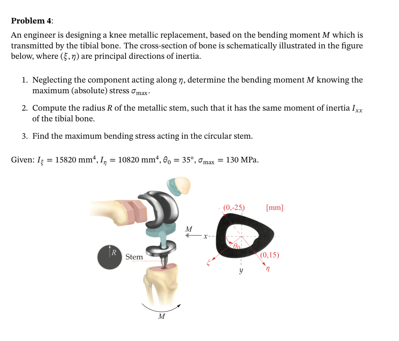 Problem 4 : An engineer is designing a knee