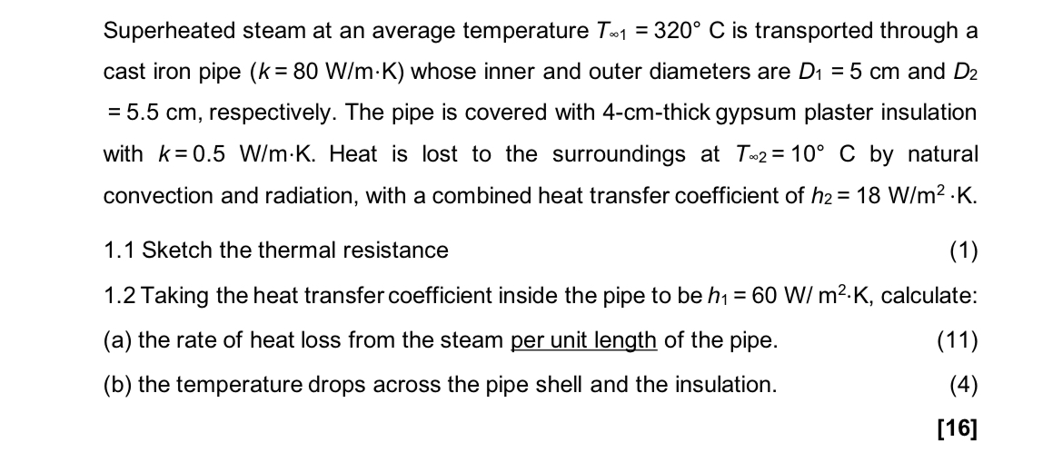 Superheated steam at an average temperature T 1 =