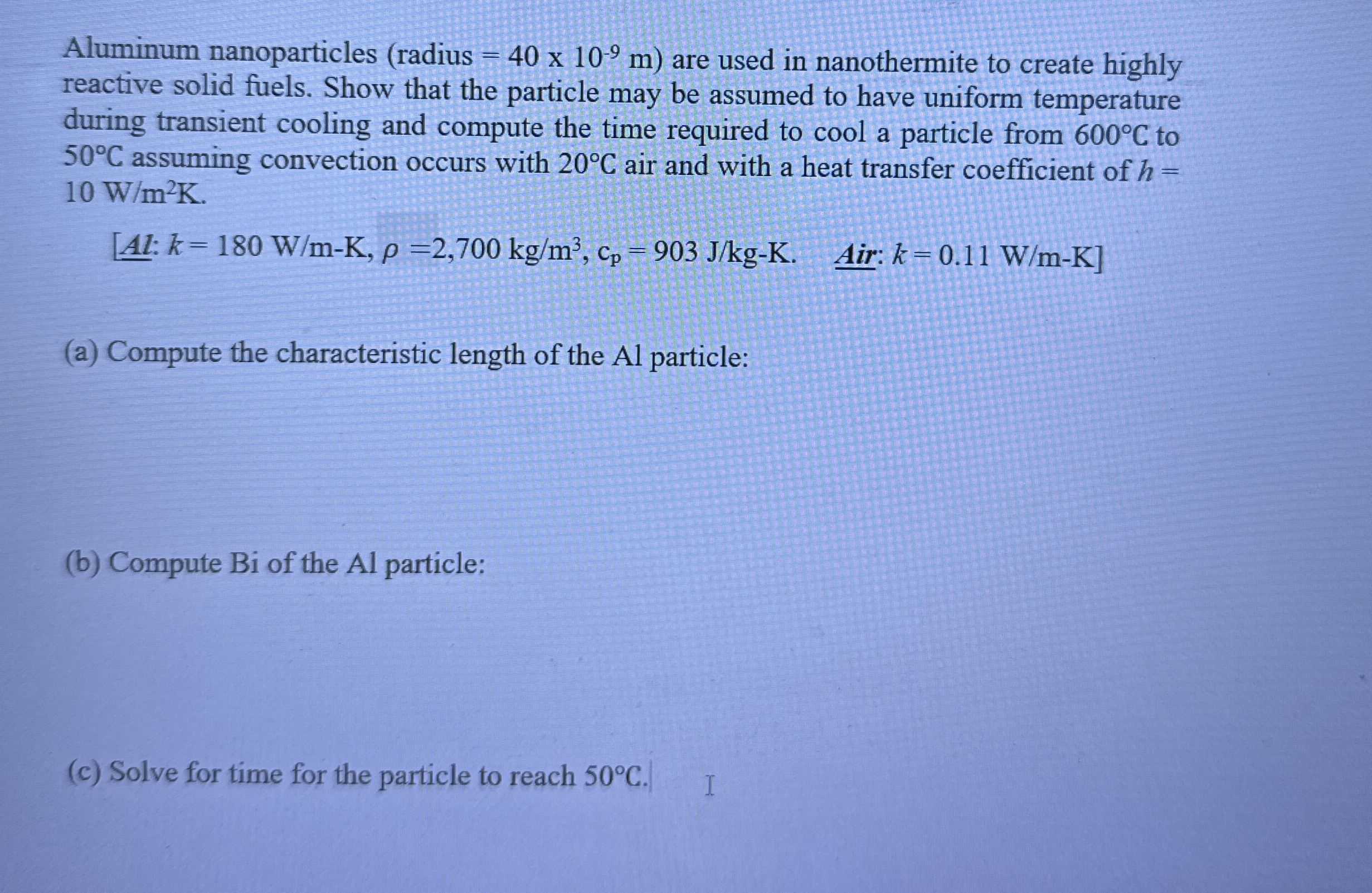 Aluminum nanoparticles ( radius = 4 0 1 0 - 9 m )