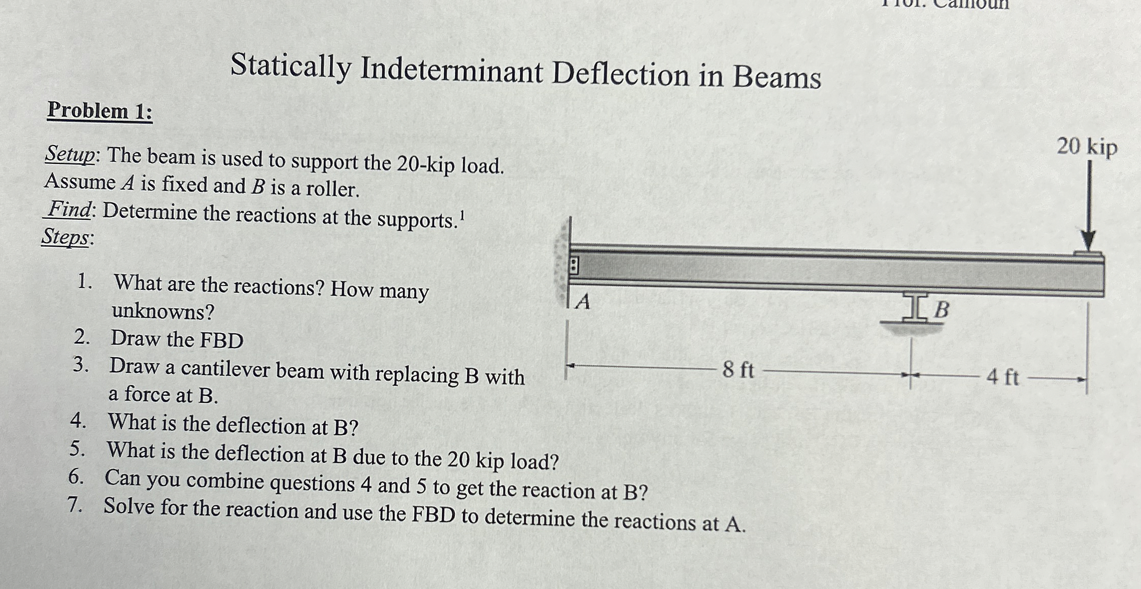 Statically Indeterminant Deflection in Beams