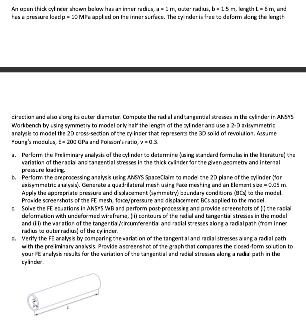 An open thick cylinder shown below has an inner