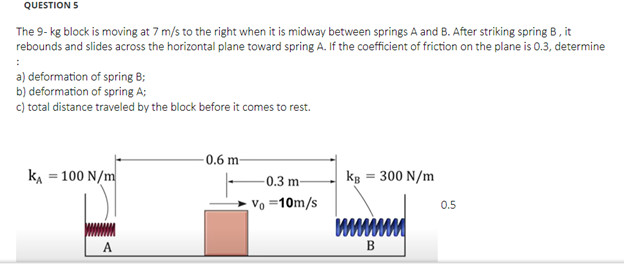 QUESTION 5 The 9 - k g block is moving at 7 m s
