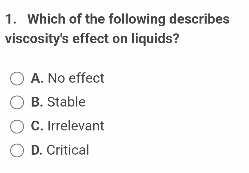Which of the following describes viscosity's