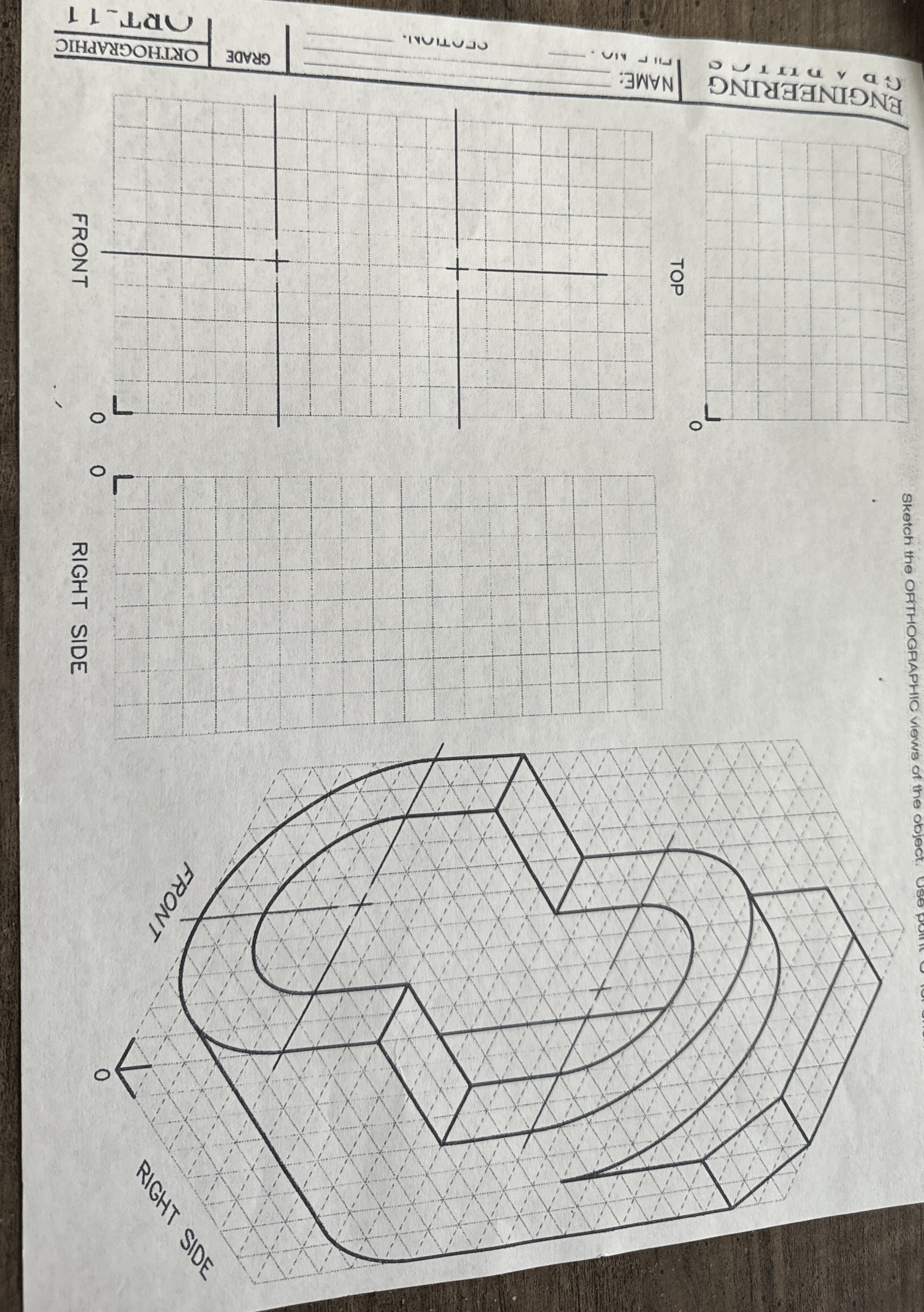 Draw the isometric of the orthographic of the
