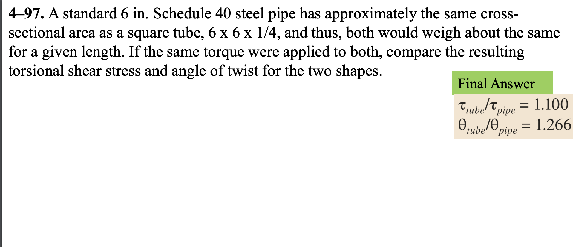 4 - 9 7 . A standard 6 in . Schedule 4 0 steel