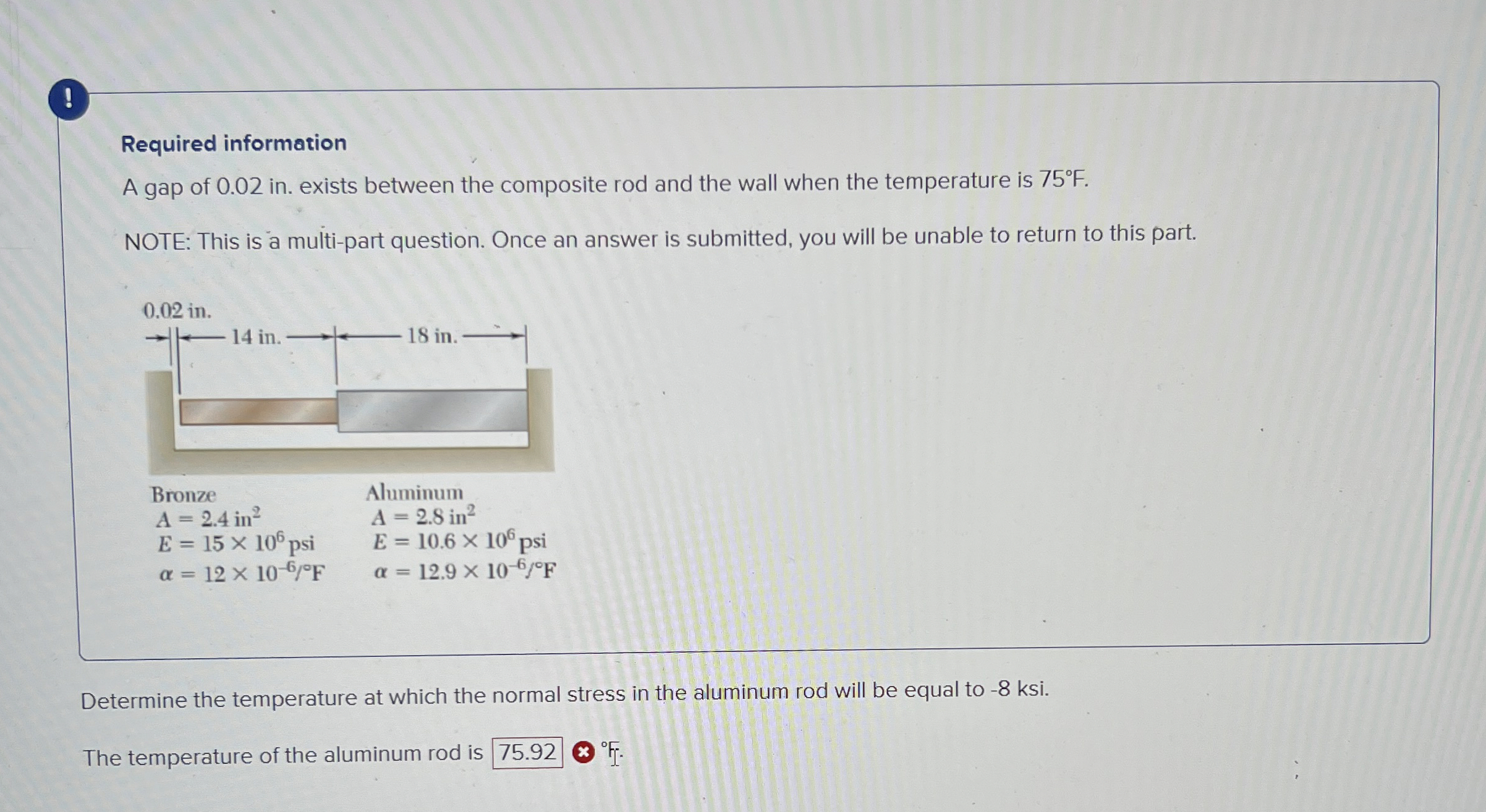 Required information A gap of 0 . 0 2 in . exists