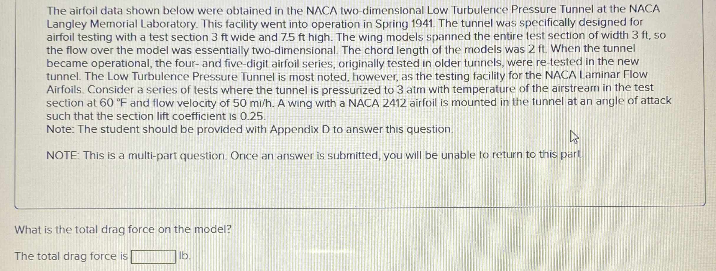 The airfoil data shown below were obtained in the